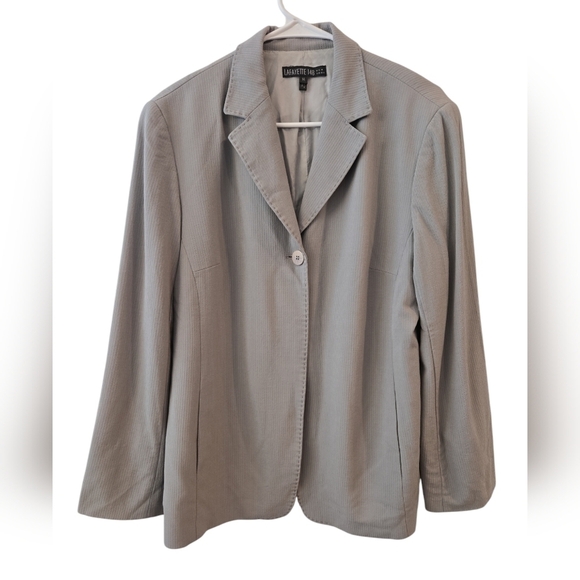 LAFAYETTE 148 RIBBED 1 BUTTON BLAZER. SIZE 14. GREY. - Picture 1 of 11